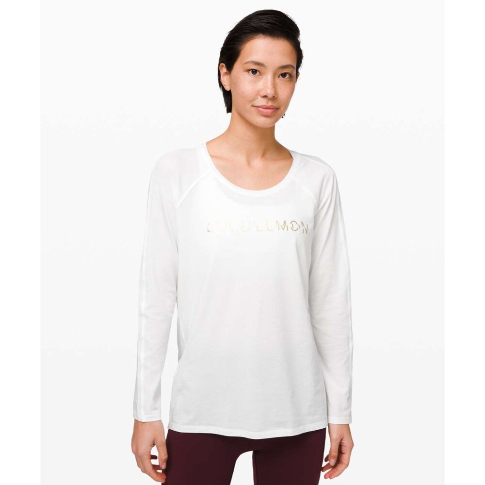 Lululemon Emerald White Long Sleeve Lunar New Year Athleisure Pima Top Sz 8 - Picture 3 of 8